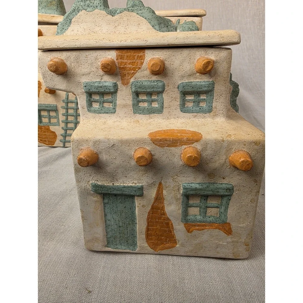 Vintage 4pc Southwest Pueblo‎ Adobe Kitchen Pottery Canisters